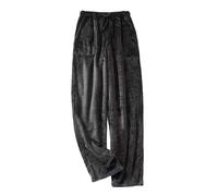 RWGSNB Winter Fleece Pajamas Bottoms Warm Fluffy Pjs Loungewear Elastic Waist Soft Coral Fleece Pyjama Trousers Straight Leg Pants with Pocket Men Pjs Pants Sleepwear Dark Gray S