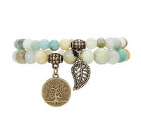 RWGSNB Women Gemstone Bracelets, 2 Pack Natural Stone Spiritual Bracelets Tree Of Life Protective Gemstone Bangles Relief Anxiety Energy Friendship Bangles Crystal Jewellery for Women Men Colored Ja