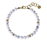 RWGSNB Women Gemstone Bracelets 6 Mm Natural Howlite Bracelet for Women Men Dainty Beaded Gemstone Bangles Adjustable Lobster Clasp Reiki Yoga Healing Crystal Jewelry Spiritual Gift