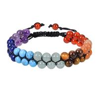 RWGSNB Women Gemstone Bracelets 7 Chakras Bracelet For Women Men Boho Wrap Layered Beaded Gemstone Bangles Adjustable Braided Rope Natural Stone Bangles Reiki Yoga Healing Crystal Jewelry Gifts
