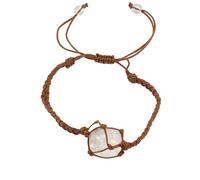 RWGSNB Women Gemstone Bracelets Irregular Clear Crystal Bracelet For Womens Healing Raw Stone Bangles Adjustable Handmade Braided Rope Men Gemstone Bangles Reiki Yoga Jewelry Spiritual Gifts