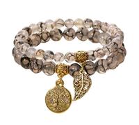 RWGSNB Women Natural Stone Bracelets, 2 Pack Chakra Bracelets Set Multilayer Real Stones Boho Beaded Gemstone Bangles with Tree Of Life Pendant Energy Beaded Crystal Bangles Jewellery Agate