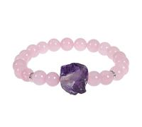 RWGSNB Women Natural Stone Bracelets 8 Mm Natural Rose Quartz Bracelet Irregular Amethyst Bangles Stretch Beaded Raw Stone Bangles Reiki Yoga Healing Crystal Jewelry Spiritual Gift for Women