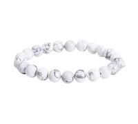 RWGSNB Women Natural Stone Bracelets, 8 Mm Natural Stone Beaded Bracelet Elastic Friendship Bangles Personalised Lucky Gemstone Bangles Energy Crystal Jewellery Gifts for Women Men White Turquoise