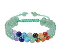 RWGSNB Women Natural Stone Bracelets Natural Green Aventurine Bracelet For Women Boho Wrap Layered 7 Chakras Bangles Adjustable Braided Rope Beaded Gemstone Bangles Reiki Yoga Healing Crystal Jewelr