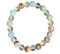 RWGSNB Women Stone Bracelets, 8 Mm Natural Shoushan Stone Bracelet Protection Luck Spiritual Bangles Stretch Gemstone Beads Friendship Bangles Crystal Jewellery Gifts for Women Men