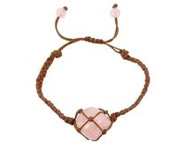 RWGSNB Women Stone Bracelets Irregular Natural Rose Quartz Bracelet For Womens Girls Raw Stone Bangles Adjustable Braided Rope Gemstone Bangles Reiki Yoga Healing Crystal Handmade Jewelry Gifts