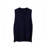 RWGSNB Womens Knitted Waistcoat Vest V Neck Knitted Sweater Vest Sleeveless Pullover Jumper Loose Knitted Gilets Autumn Jumpers Ladies Tank Top Navy Blue