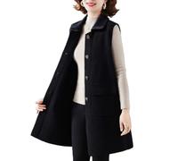 RWGSNB Womens Seaters Vest Middle-Aged and Elderly Sleeveless Knitted Sweater Vest Long Old Lady Cardigan Jacket Lapel Elegant Mother Wear Knitted Waistcoats Women's Autumn Warm Gilets Tops Black 3X