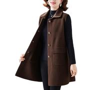 RWGSNB Womens Seaters Vest Middle-Aged and Elderly Sleeveless Knitted Sweater Vest Long Old Lady Cardigan Jacket Lapel Elegant Mother Wear Knitted Waistcoats Women's Autumn Warm Gilets Tops Brown XL