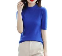 RWGSNB Womens Seaters Vest Women Short Sleeve Sweaters Mock Neck Basic Ladies Knit Shirt Slim Fit Elegant Knitted Vest Office Wear Spring Jumper Tank Top Solid Color Casual Knitwear Top Royal Blue L