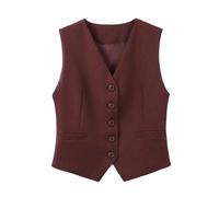 RWGSNB Women's Waistcoats, Women'S Suit Waistcoats V-Neck Elegant Summer Blazer Vest Slim Button-Down Sleeveless Suits Blazers Jacket Solid Color Dressy Gilet Tops for Daily Work