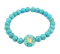 RWGSNB Zodiac Sign Constellation Bracelet Blue Turquoise Gemstone Bracelet Natural Stone Protection Star Sign Horoscope Bangles Birthday Gifts for Women Men Leo