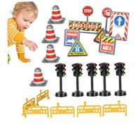 Rwigeboo 1 Set Traffic Signs for Kids, Educational Traffic Light Toy with Road Blocks & Road Signs for Play Toy, Learning Tool, Themed Party Decor for Kids