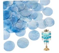 Rwigeboo 100Pcs Round Shells with 2 Hole, Polished Blue Sea Shells for Crafting, 2 Inch Beads Pieces for Wind Chimes Handcraft Jewelry Making Wedding Home Decor