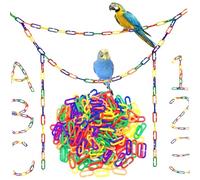 Rwigeboo 200Pcs Plastic Chain Links Plastic C-Clip Interchangeable Colorful Chain Link Bird Cage Clips Pet Rat Parrot Bird Toy