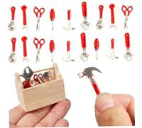 Rwigeboo 24Pcs Miniature Dollhouse Accessories, Mini Repair Tools Dollhouse Accessories, Realistic Wrench Hammer Kit Miniatures Toys for DIY Warehouse Garden Garage Decor Miniature