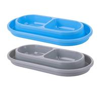 Rwigeboo 2PCS Ant Proof Cat Food Bowls Double Tray Ant Proof Dog Bowl Non Slip Plastic Pet Feeder 10.8x5.9x1.4 Inch Dog Bowl