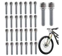 Rwigeboo 30Pcs Bike Stem Bolts, M5x20mm Tapered Stem Bolts with Washer Stainless Steel for Mountain Bike Bicycles, Silver