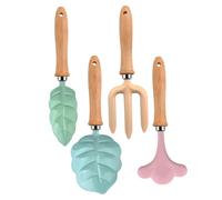 Rwigeboo 4Pcs/Set Kids Gardening Tools, Colorful Beach Toys Equipment Rake, 2Pcs Shovel, Fork Metal Toddler Gardening Set with Handle for Kids Outdoor Toys Gifts Beach