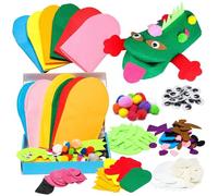 Rwigeboo 6 Pieces Hand Puppet Making Kit, Animal Themed Felt Sock Puppet Kit, Educational DIY Craft Kits, Making