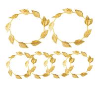 Rwigeboo 6Pcs Laurel Crown, 7 Inch Leaf Crown, Realistic Gold, Iron & Fabric Laurel Wreath, Decorative for Roman/Greek Costume, Halloween