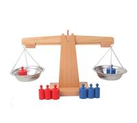 Rwigeboo Balance Scale for Kids Natrual Wooden Educational Colorful Teaching Interactive Math Balance Scale Toy for Classroom Project Aids Math For Kids
