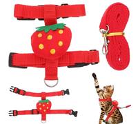 Rwigeboo Cartoon Bunny Harness and Leash, Soft Polyester Adjustable Rabbit Cat Dog Harness and Leash for Small Pets Outdoor Walks Adventures Bunny And