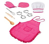 Rwigeboo Chef Set for Kids Kitchen Role Play Cook Costume with Apron Chef Hat Utensils Cooking Mitt Kitchen Dress for Little Boys