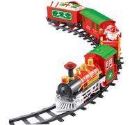 Rwigeboo Christmas Train Set Light Sound Santa on Sleigh Christmas Train Around & Under the Tree Electric Festive Toys for Kids Family Set
