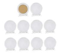 Rwigeboo Coin Holder 10Pcs Transparent Plastic 1.6 Inch Round Coin Display with Base Polished & Smooth Storage Holder for Collectors