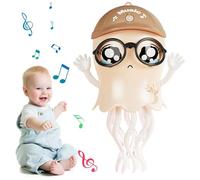Rwigeboo Dancing Jellyfish Toy, Magical Electric Dancing Jellyfish Baby Toy with LED Light and Music, Crawling Musical Baby Supplies for Birthday Gifts No Battery Yellow