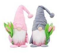 Rwigeboo Gnomes Plush 2Pcs 15in Romantic Stuffed Gnomes with Flower Tabletop Decorations for Birthday, Anniversary, Thanksgiving Day More Gnome Decor
