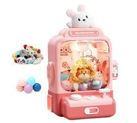 Rwigeboo Mini Claw Machine for Kids Battery Powered, Rabbit Home Mini Vending Machine with 10 Dolls & 10 Toys, Cute Christmas Toys for Children Claw for Kids