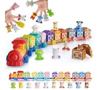 Rwigeboo Toddler Train Set Counting Matching & Sorting Activity Toddler Train Toy with Farm Animals Finger Puppets Montessori Toys for Kids Toy Trains for Toddlers 2-4
