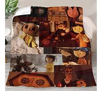 Rwillppycfei Funny Animated Dark Fantasy Horror Cora-line Throw Blanket, Flannel Plush Halloween Blankets and Throws for Bed, Lightweight Air Conditioned Blanket 50"x60"