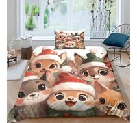 RWLOVJQZA Christmas Animals Duvet Cover Set 2 PCS Hotel Quality Quilt Cover Bed Sets Bed Covers with Pillowcases with Zipper Closure Ultra Soft Hypoallergenic Microfiber Single（135x200cm）