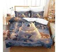 RWLOVJQZA Christmas Animals Duvet Cover Sets 3 PCS Hotel Quality Quilt Cover Bed Sets Bed Covers with Pillowcases with Zipper Closure Ultra Soft Anti Allergic Microfiber Super King（260x220cm）