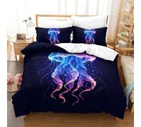 RWLOVJQZA Jellyfish 3D Print Duvet Cover Microfiber Quilt Cover with Zipper Closure for Kids Teens Adults Bedding 3-Piece Set Single（140x200cm）