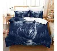 RWLOVJQZA Wolves in The Moonlight 3D Printed Duvet Cover Set 3 Pieces Bedspread Soft Easy Care with Zipper Closure，Pillowcases for Kids Girls Boys Adults Bedroom Double（200x200cm）