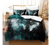 RWLOVJQZA Wolves in The Moonlight 3D Printed Quilt Cover 3 Pieces Bedding Set Soft Easy Care with Zipper Closure，Pillowcases for Teens And Adults Double（200x200cm）