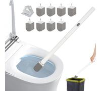 Rwotlls Pumice Stone Toilet Bowl Cleaner with 20" Ultra Long Handle, Push-Button Replaceable Head Hard Water Ring Stain Remover for Bathroom, Bathtub, Pool, Kitchen Sink Cleaning, 8 Pack (gray)