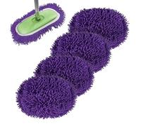 Rwotlls Reusable Microfiber Mop Pads Compatible with Swiffer Sweeper, Dry Sweeping Cloths & Wet Mopping Cloths, Refills for Hardwood Surface Floor Cleaning, 4 Pack (Purple)