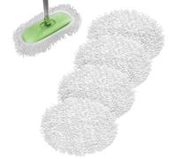 Rwotlls Reusable Microfiber Mop Pads Compatible with Swiffer Sweeper, Dry Sweeping Cloths & Wet Mopping Cloths, Refills for Hardwood Surface Floor Cleaning, 4 Pack (White)