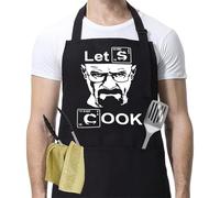 Rwoythk Personalised Bbq Aprons for Men, Adjustable With 2 Pockets Funny Letter Print Kitchen Chef Apron Christmas Grilling Apron for Dad Son Father Husband Boyfriend Lets Cook