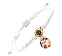 RWQDZOM Personalized Photo Bracelet with Picture Custom Round Circle Inside I Love You Necklace 100 Languages 925 Sterling Silver Bracelets for Women Girl Men Boys, #1White-Gold, 6.5 Inch