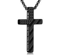 RWQIAN American Flag Cross Necklace for Men,Stainless Steel Bible Verse Cross Pendant Mens Chain,Crucifix Necklace for Christians Teen Baptism Gift Ideas Catholic Men Cool Stuff Personalized Gifts