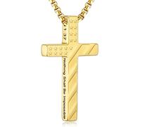 RWQIAN American Flag Cross Necklace for Men,Stainless Steel Bible Verse Cross Pendant Mens Chain,Crucifix Necklace for Christians Teen Baptism Gift Ideas Catholic Men Cool Stuff Personalized Gifts