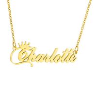 RWQIAN Gold Plated Personalized Name Necklace with Dainty Pendant Initial Monogram Necklace Stainless Steel Chain Jewelry for Women & Teen Princess Ella Girlfriend Customized