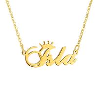 RWQIAN Gold Plated Personalized Name Necklace with Dainty Pendant Initial Monogram Necklace Stainless Steel Chain Jewelry for Women & Teen Princess Ella Girlfriend Customized
